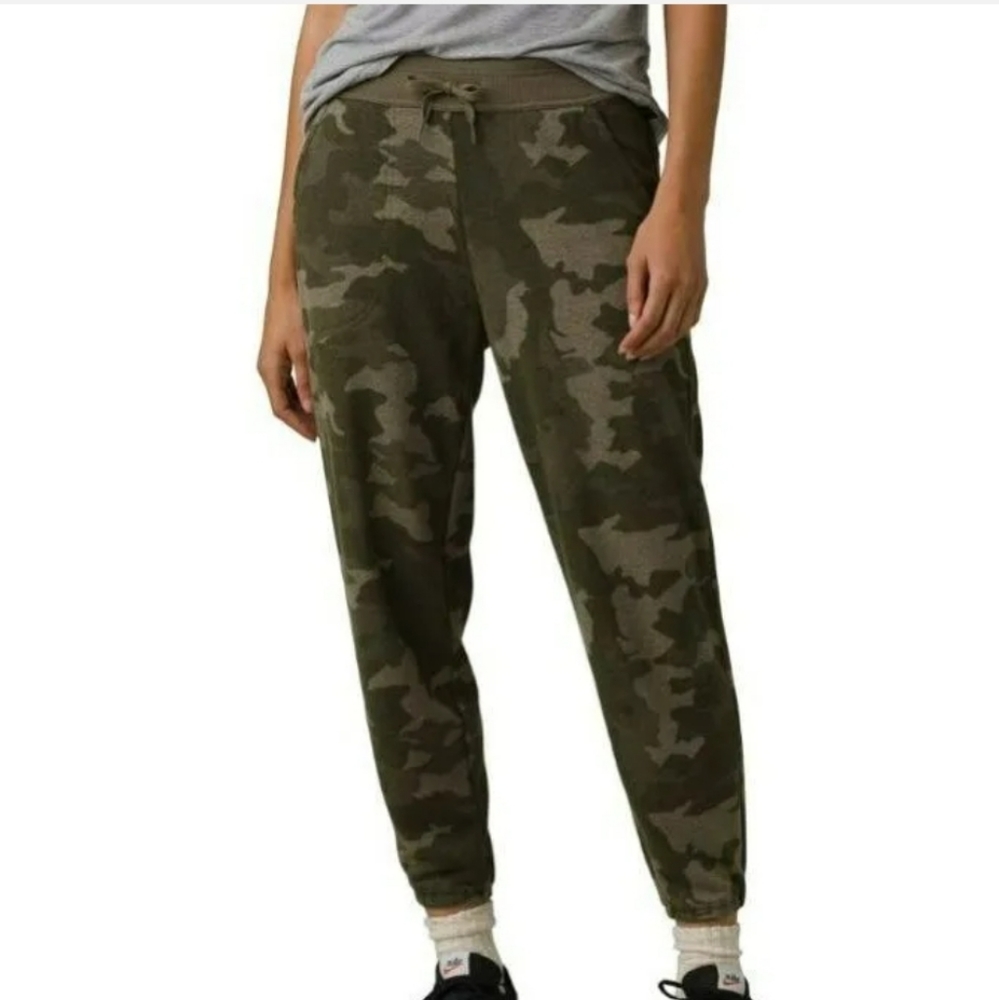 PRANA Women's Small Cozy Up Sweatpants Sage Camo Camouflage Hemp 26" Waist New